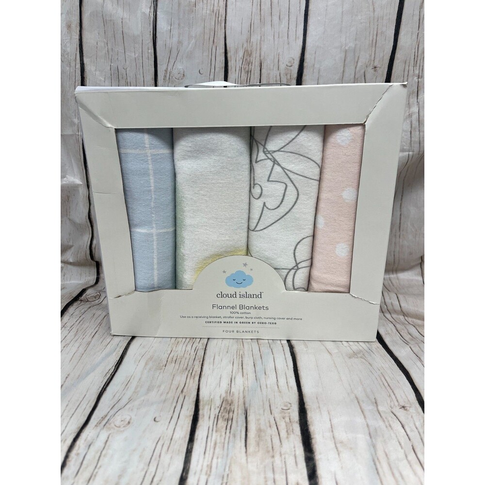 Flannel Baby Blanket - Cloud Island Brushstrokes Dots and Floral - 4pk